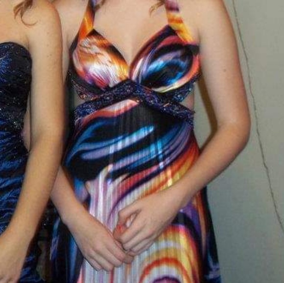 Silky prom cutout "fire" gown - Picture 2 of 2